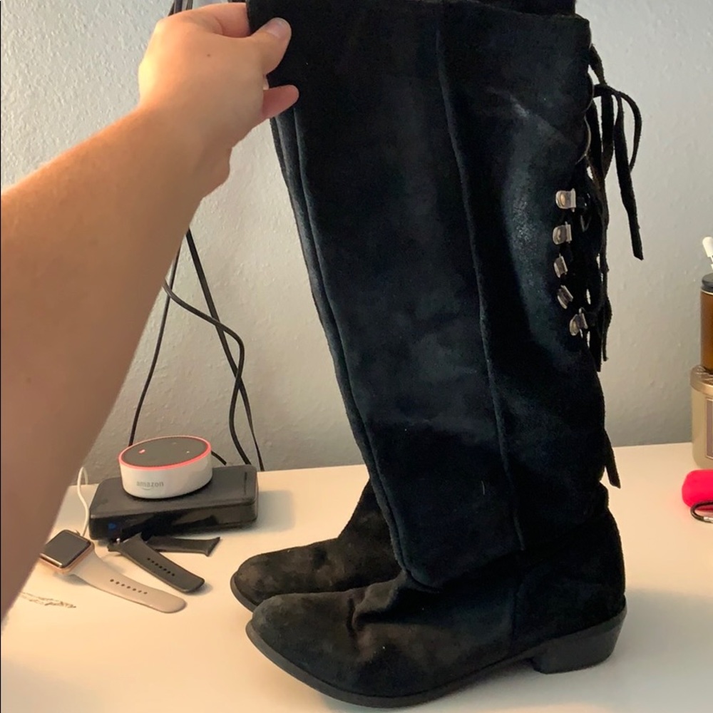 Black Suede knee high boots